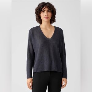 Eileen Fisher Lavender Organic Linen Delave Sweater – Relaxed Minimalist Knit